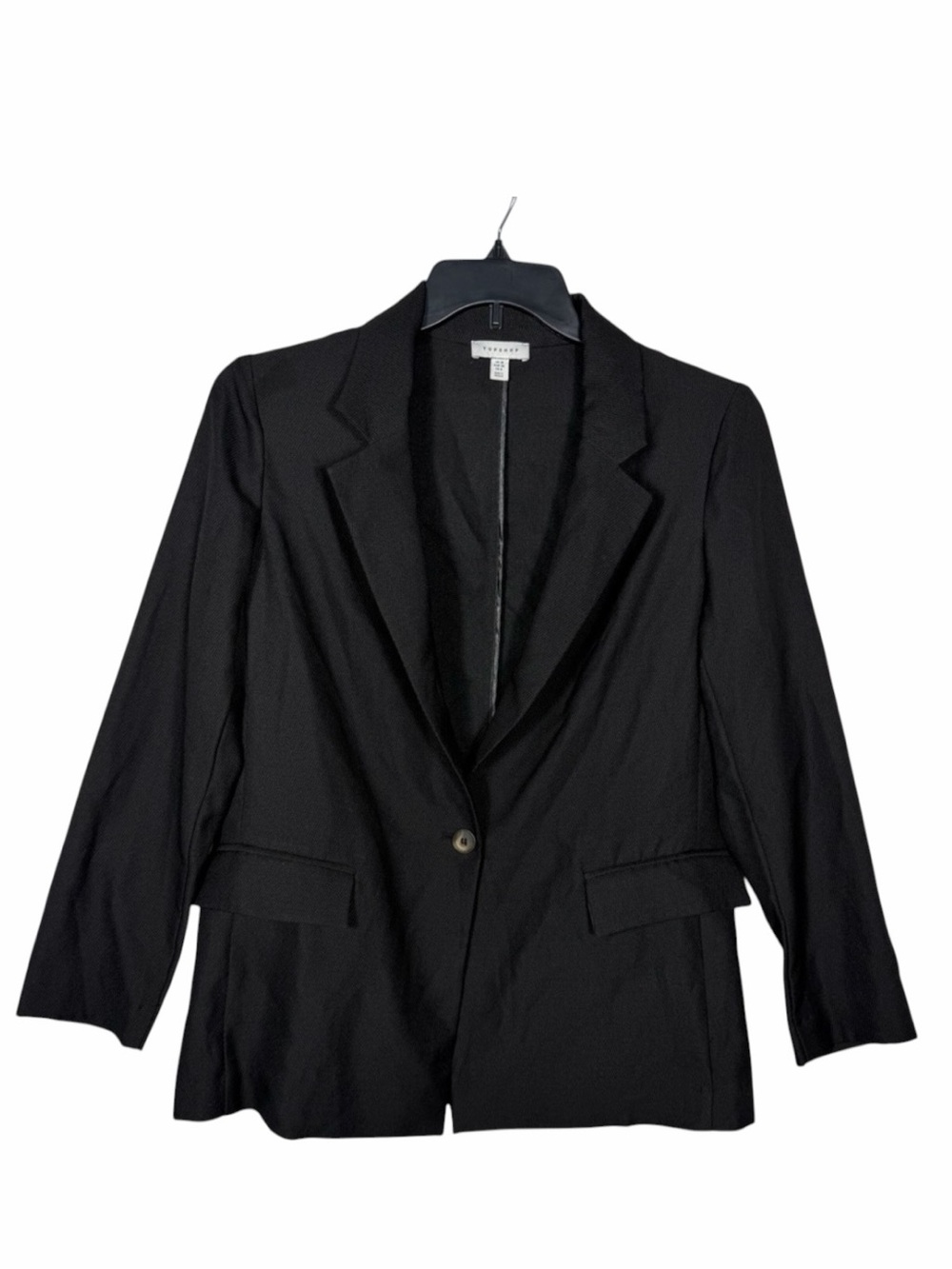 Topshop NWOT Women's Black Single-Breasted Blazer W/One Button. Pockets.Size 6.